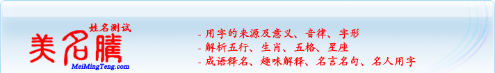 用字的來(lái)源及意義、音律、字形；五行、生肖、五格、星座；成語(yǔ)釋名、趣味解釋、名言名句、名人用字